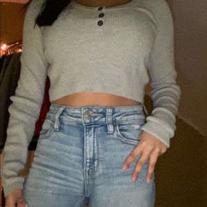 American eagle cropped long sleeve shirt